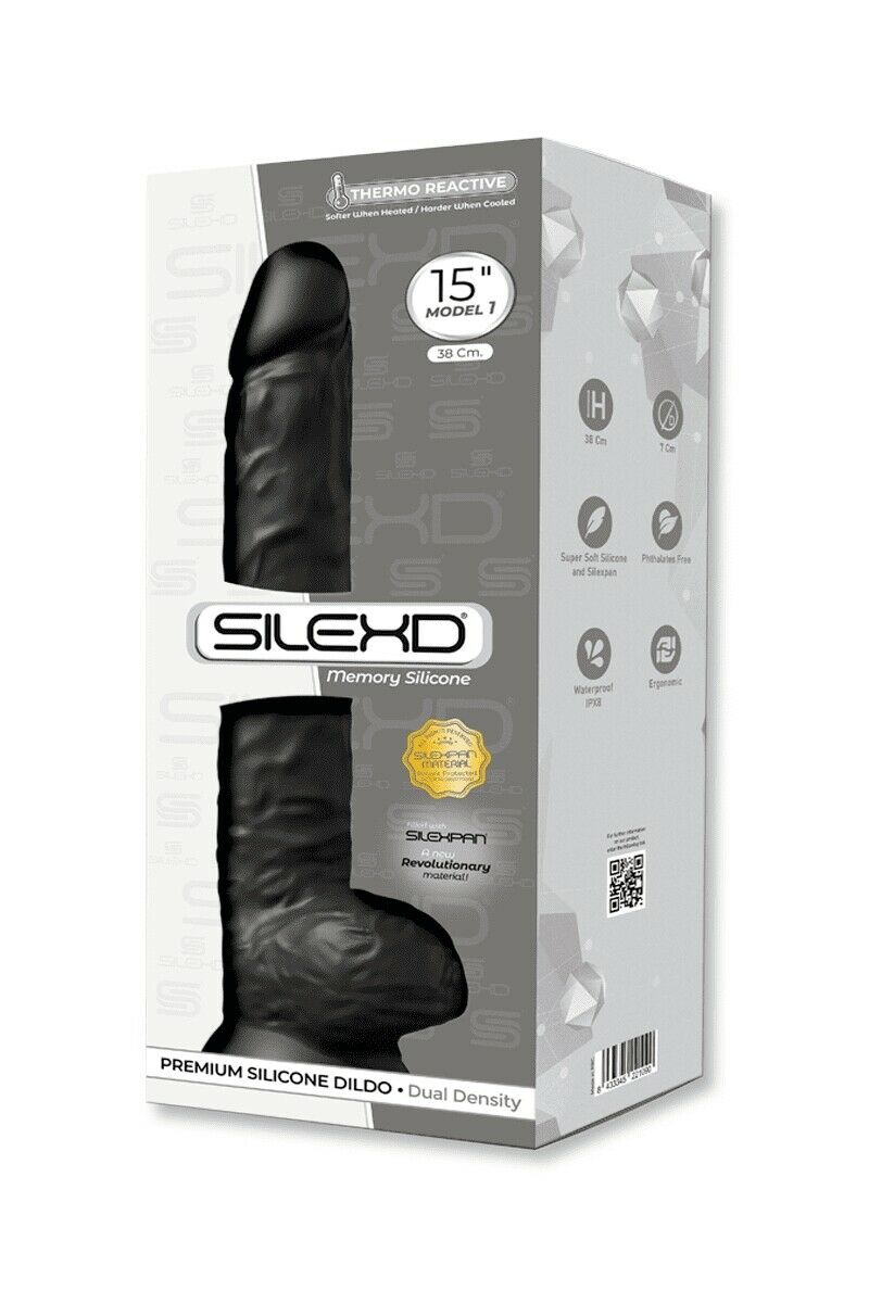 Dildo Thermo Reactive Silicon cu Memorie Dubla Densitate 38 cm Negru, Nr. 2, Erotic24.ro