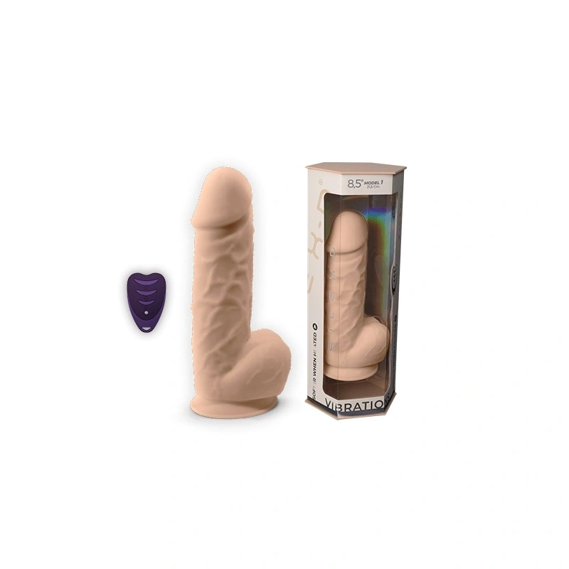 Vibrator Realist Silexd, Remote Control, 10 Moduri Vibratii, Silicon, USB, Natural, 21.5 cm, Nr. 6, Erotic24.ro