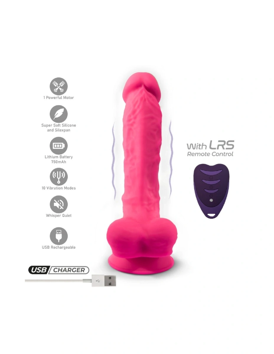 Vibrator Realist Silexd Remote Control, 10 Moduri Vibratii, Silicon, USB, Roz, 20 cm, #3, Erotic24.ro