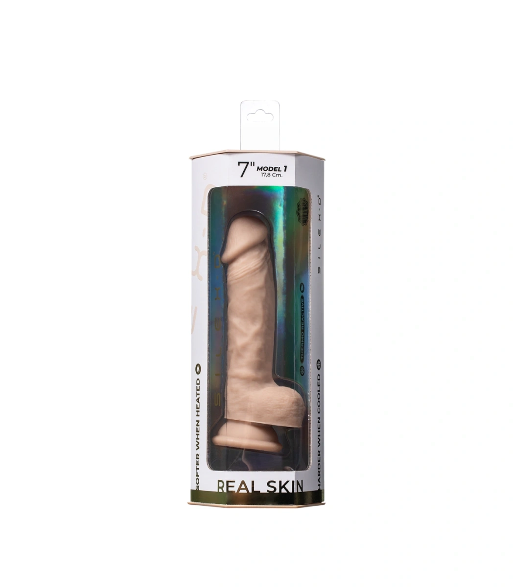 Dildo Thermo Reactive Silicon cu Memorie Dubla Densitate, Natural, 17.8 cm, #6, Erotic24.ro
