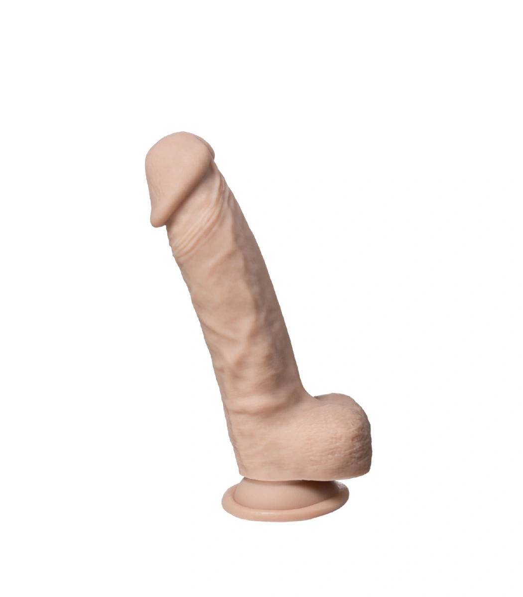 Dildo Thermo Reactive Silicon cu Memorie Dubla Densitate, Natural, 17.8 cm, #5, Erotic24.ro