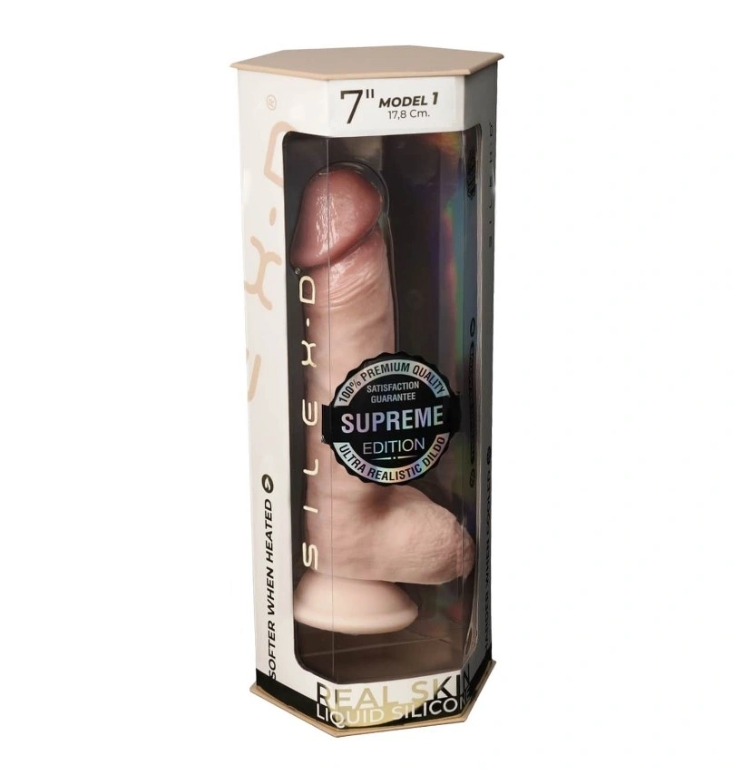 Dildo Realist Premium Real Skin Silicon Lichid, Natural, 17.8 cm, #6, Erotic24.ro