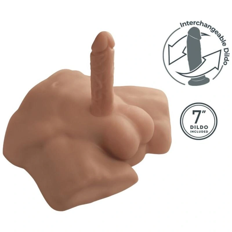 Apollo Torso Masculin si Dildo Realist Inclus Silexd, Silicon Lichid, Caramel, #3, Erotic24.ro