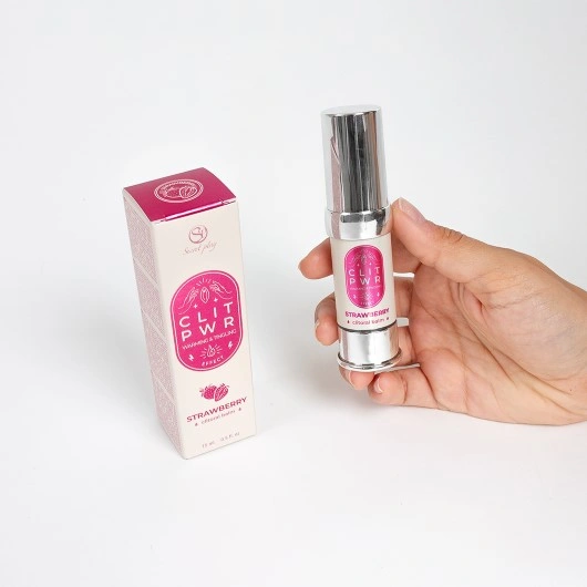 Balsam Stimulator pentru Clitoris Clit PWR cu Efect Vibrator si de Incalzire, Aroma Capsuni, 15 ml, #2, Erotic24.ro