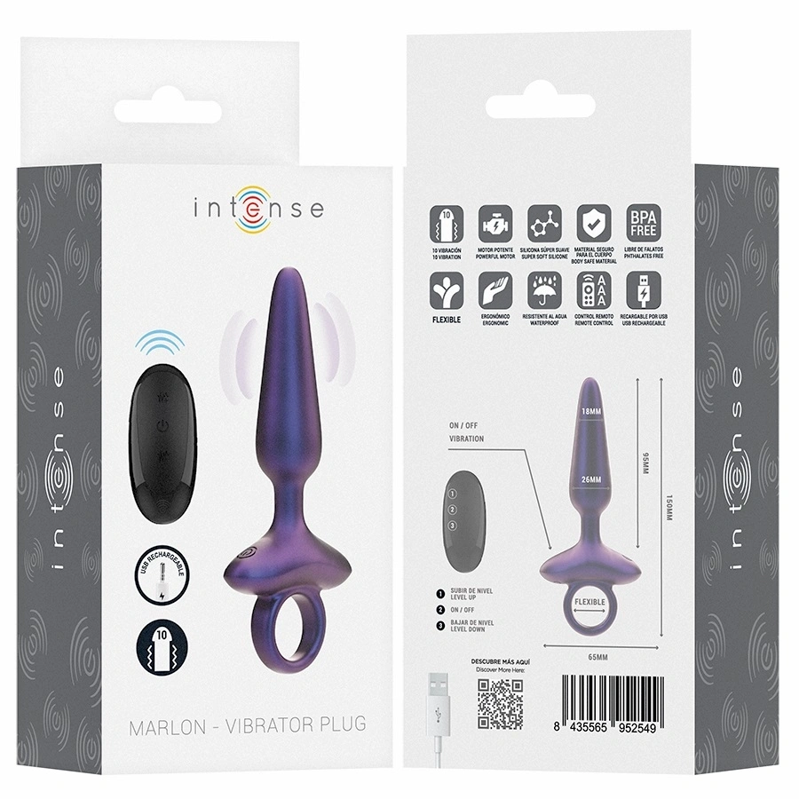 Vibrator Anal Marlon, Remote Control, 10 Moduri Vibratii, Silicon Moale, USB, Albastru, 15 cm, #8, Erotic24.ro