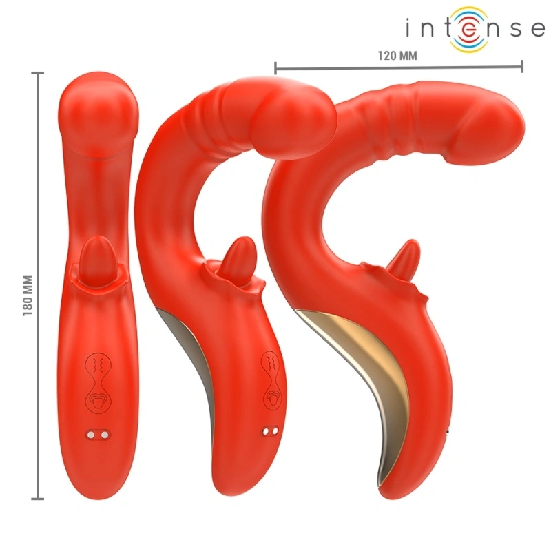 Vibrator Paulina, Functii de Impingere, Vibratii, Licking, Silicon, USB Magnetic, Rosu, #6, Erotic24.ro