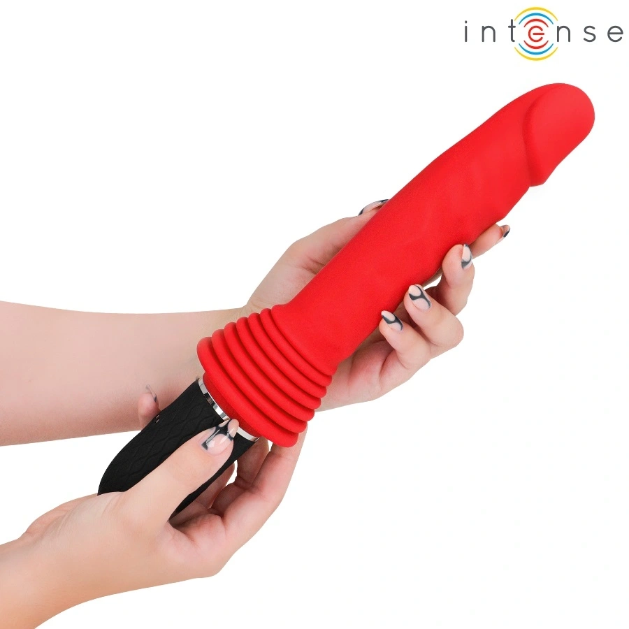 Vibrator Cynthia cu Ventuza detasabila, Remote Control, 10 Moduri Vibratii, 10 Moduri Impingere, Functie Incalzire, Silicon, USB, Rosu, 31 cm, #5, Erotic24.ro