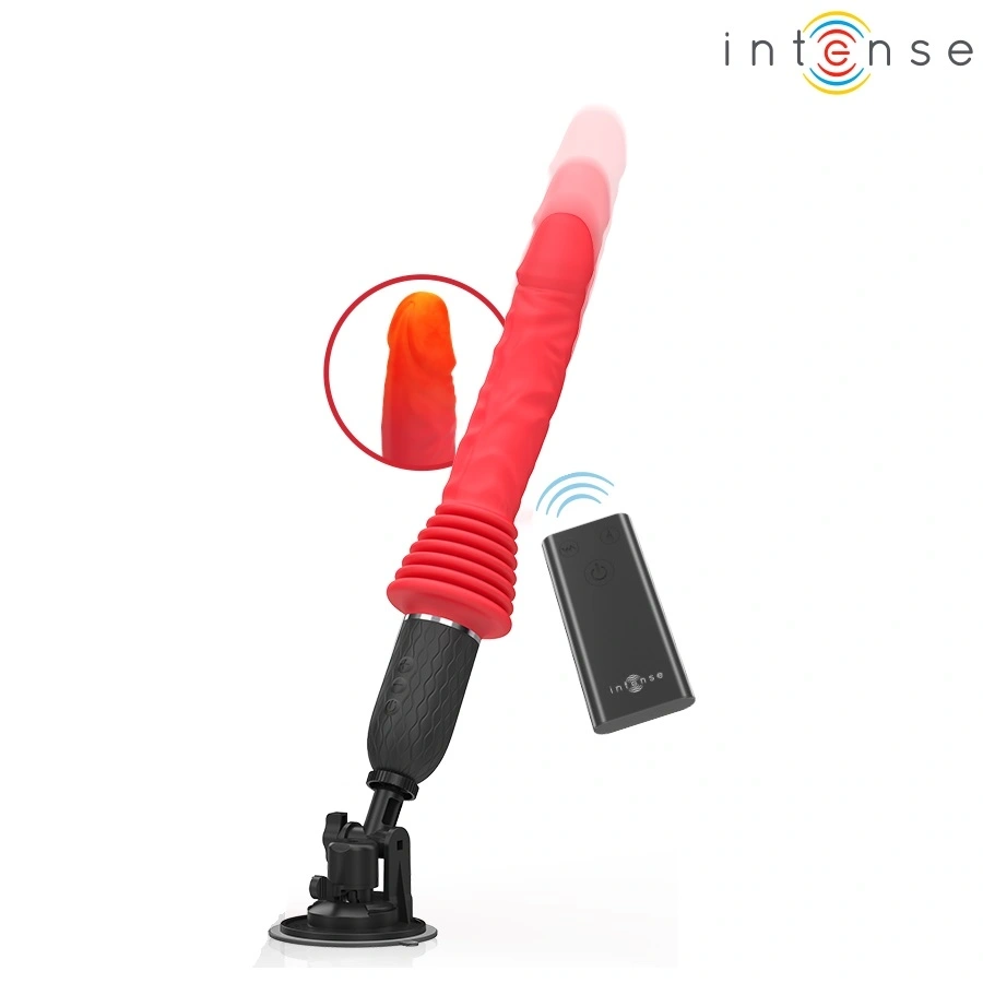 Vibrator Cynthia cu Ventuza detasabila, Remote Control, 10 Moduri Vibratii, 10 Moduri Impingere, Functie Incalzire, Silicon, USB, Rosu, 31 cm, #1, Erotic24.ro
