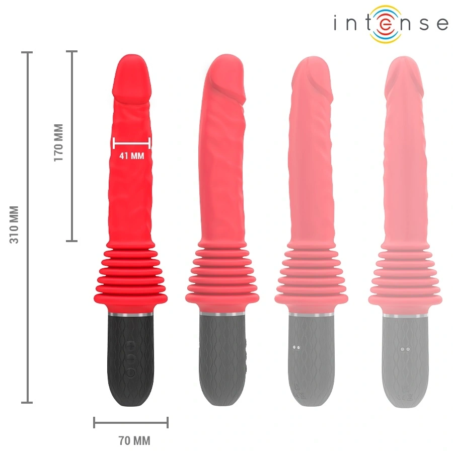 Vibrator Cynthia cu Ventuza detasabila, Remote Control, 10 Moduri Vibratii, 10 Moduri Impingere, Functie Incalzire, Silicon, USB, Rosu, 31 cm, #8, Erotic24.ro