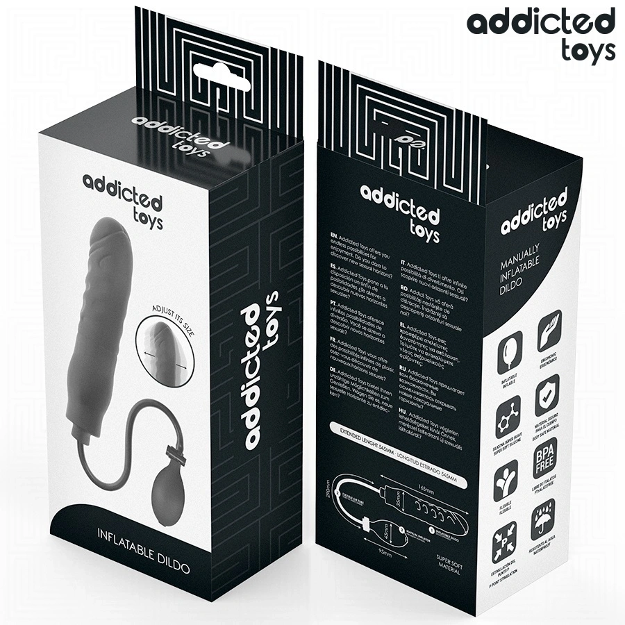 Dildo Gonflabil Addicted Toys, Silicon, Negru, 16.5 cm, #6, Erotic24.ro