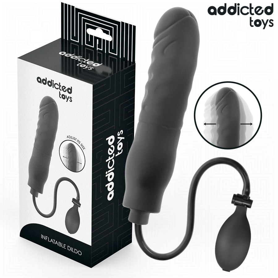 Dildo Gonflabil Addicted Toys, Silicon, Negru, 16.5 cm, #5, Erotic24.ro