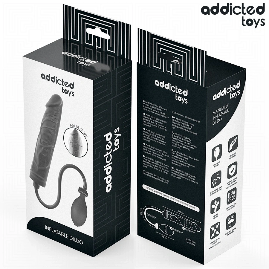 Dildo Gonflabil Addicted Toys, Silicon, Negru, 19.5 cm, #6, Erotic24.ro