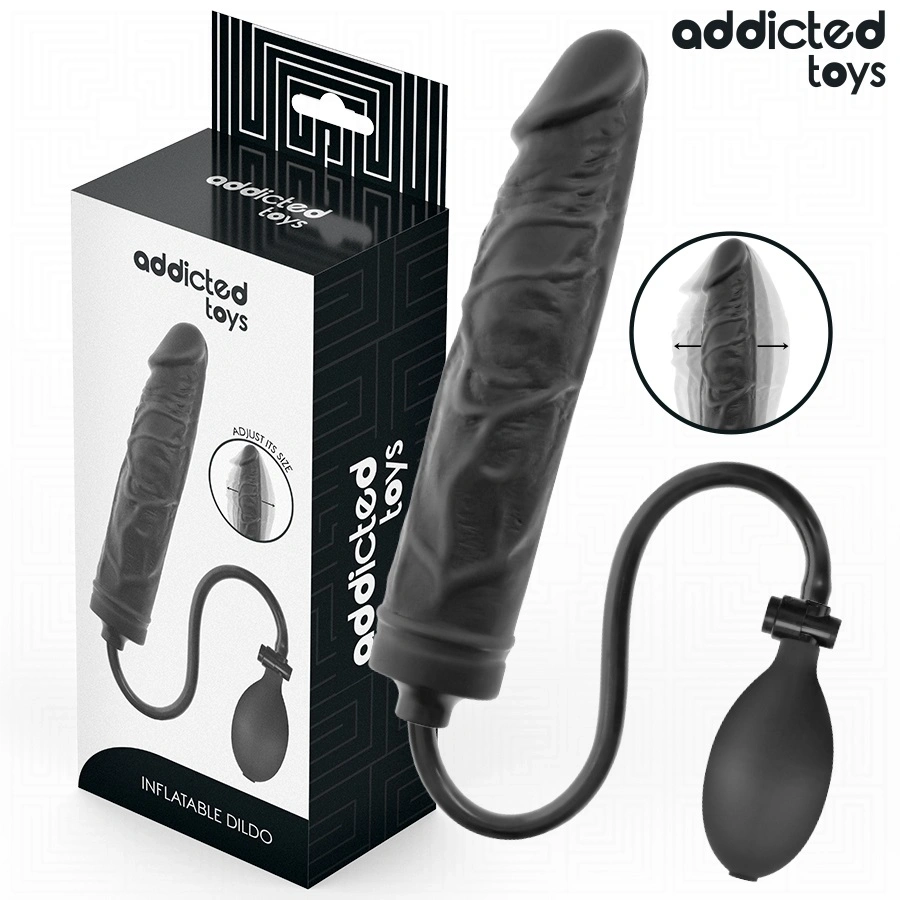 Dildo Gonflabil Addicted Toys, Silicon, Negru, 19.5 cm, #5, Erotic24.ro