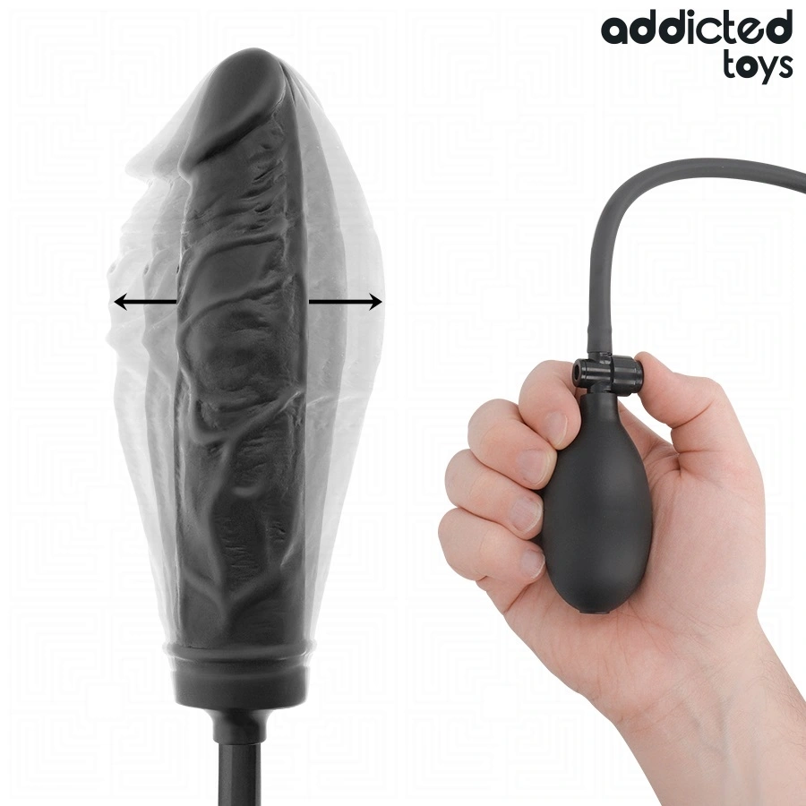 Dildo Gonflabil Addicted Toys, Silicon, Negru, 19.5 cm, #1, Erotic24.ro