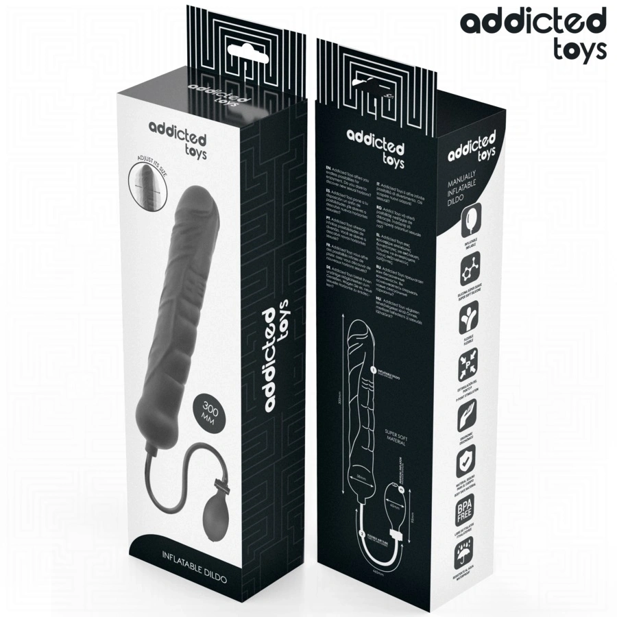 Dildo Gonflabil XL Addicted Toys, Silicon, Negru, 30 cm, #6, Erotic24.ro