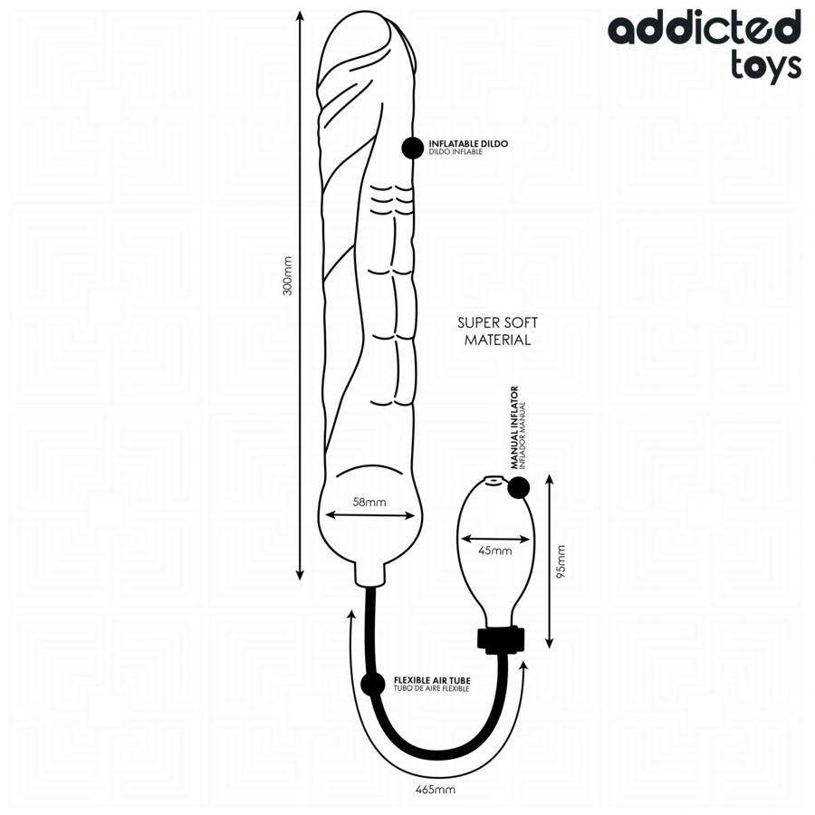 Dildo Gonflabil XL Addicted Toys, Silicon, Negru, 30 cm, #4, Erotic24.ro