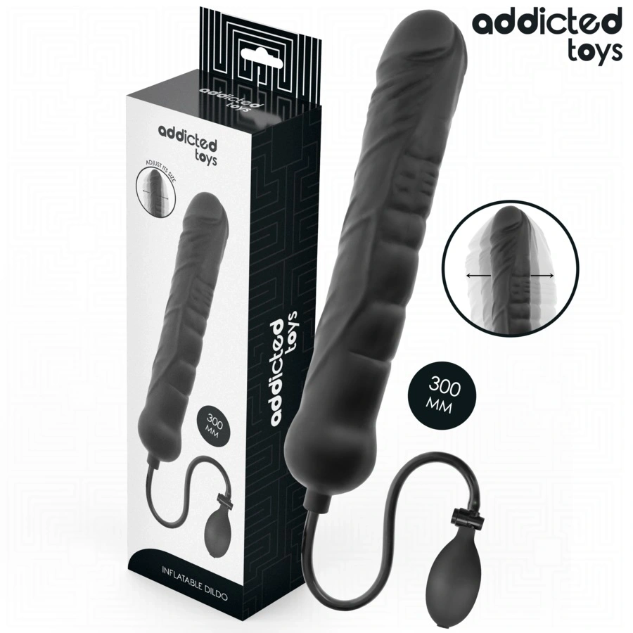 Dildo Gonflabil XL Addicted Toys, Silicon, Negru, 30 cm, #5, Erotic24.ro