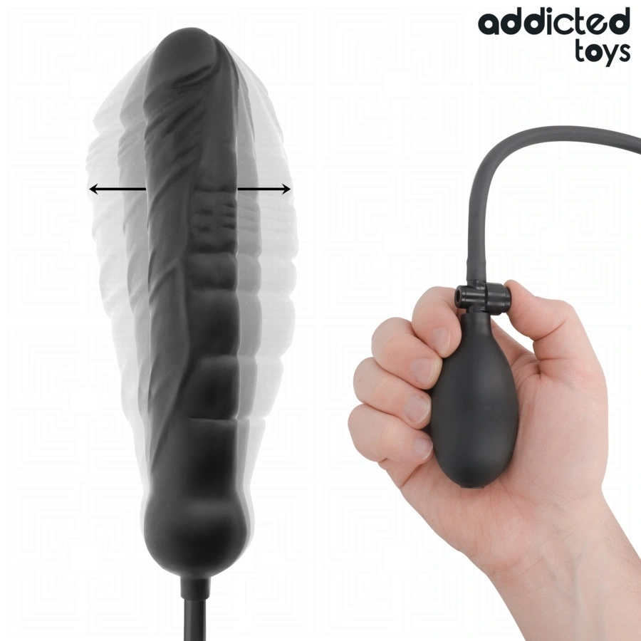 Dildo Gonflabil XL Addicted Toys, Silicon, Negru, 30 cm, #1, Erotic24.ro
