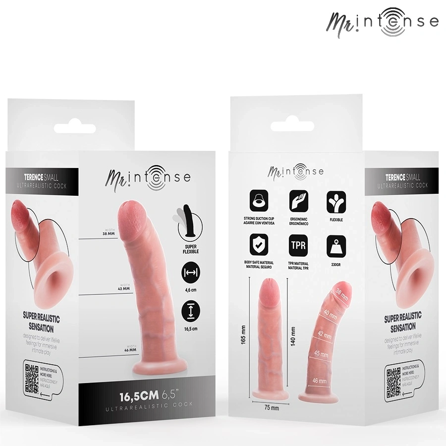 Dildo Realist Terence Small cu Ventuza, TPR, Natural, 16.5 cm, #7, Erotic24.ro