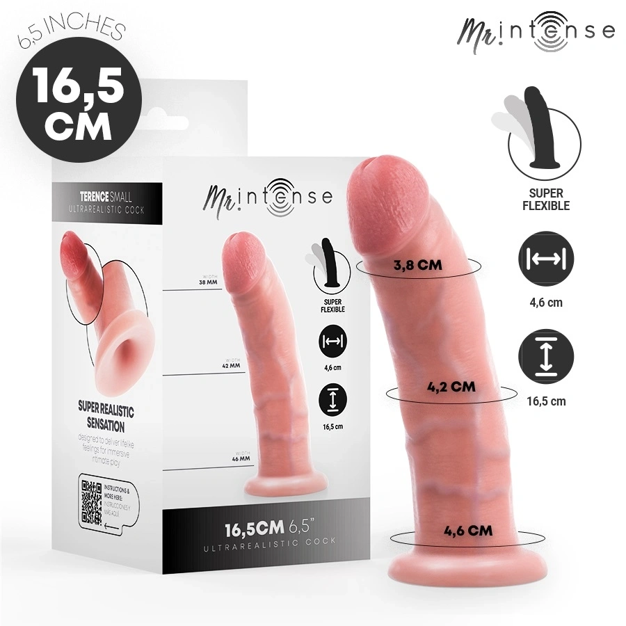 Dildo Realist Terence Small cu Ventuza, TPR, Natural, 16.5 cm, #6, Erotic24.ro