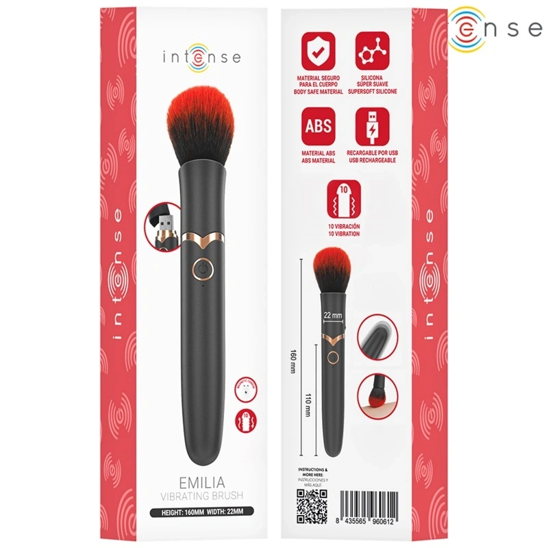 Vibrator Brush Emilia, 10 Moduri Vibratii, Functie Incalzire, Silicon, USB, Negru, 16 cm, Nr. 7, Erotic24.ro