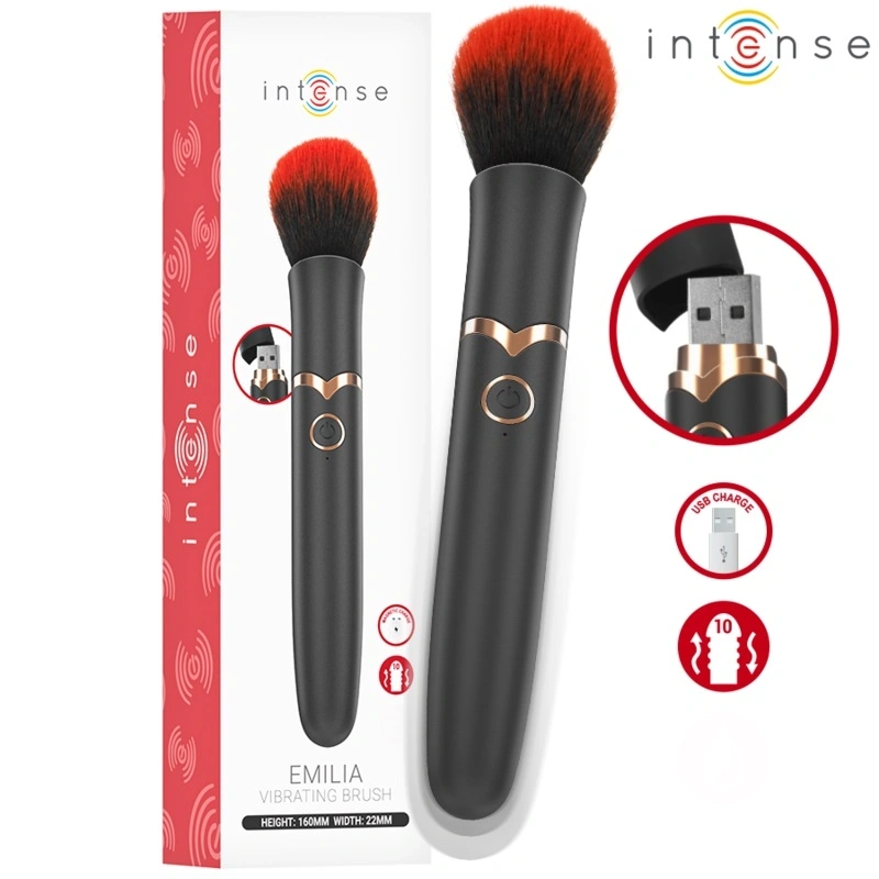 Vibrator Brush Emilia, 10 Moduri Vibratii, Functie Incalzire, Silicon, USB, Negru, 16 cm, Nr. 8, Erotic24.ro