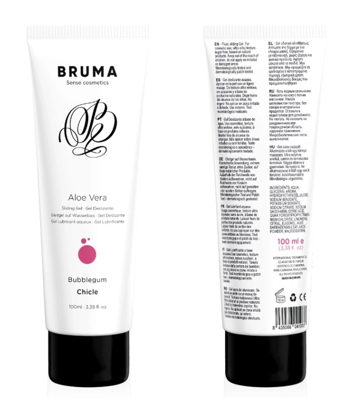 Lubrifiant BRUMA Aloe Vera Chicle Bubblegum pe Baza de Apa, 100 ml, #4, Erotic24.ro