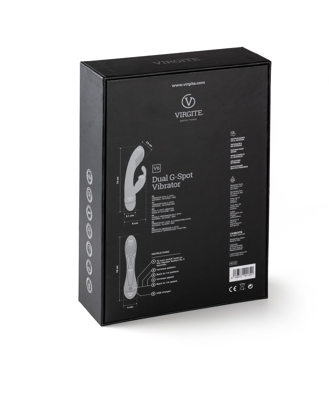 Vibrator Iepuras V6, 7 Moduri Vibratii, 4 Viteze, Silicon, USB, Mov, 19 cm, #7, Erotic24.ro