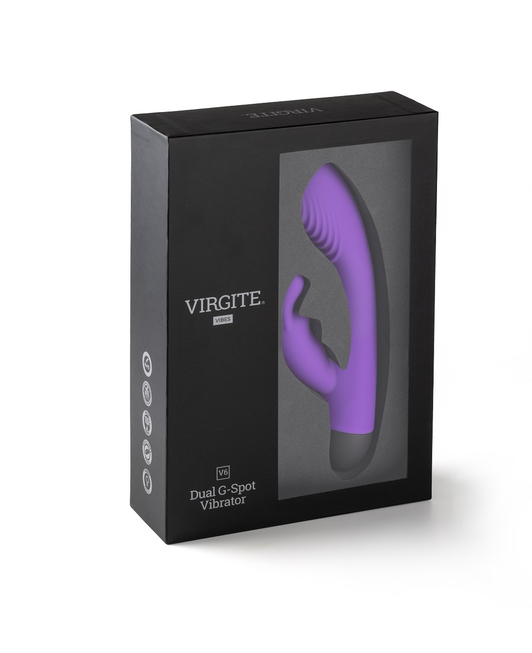Vibrator Iepuras V6, 7 Moduri Vibratii, 4 Viteze, Silicon, USB, Mov, 19 cm, #6, Erotic24.ro