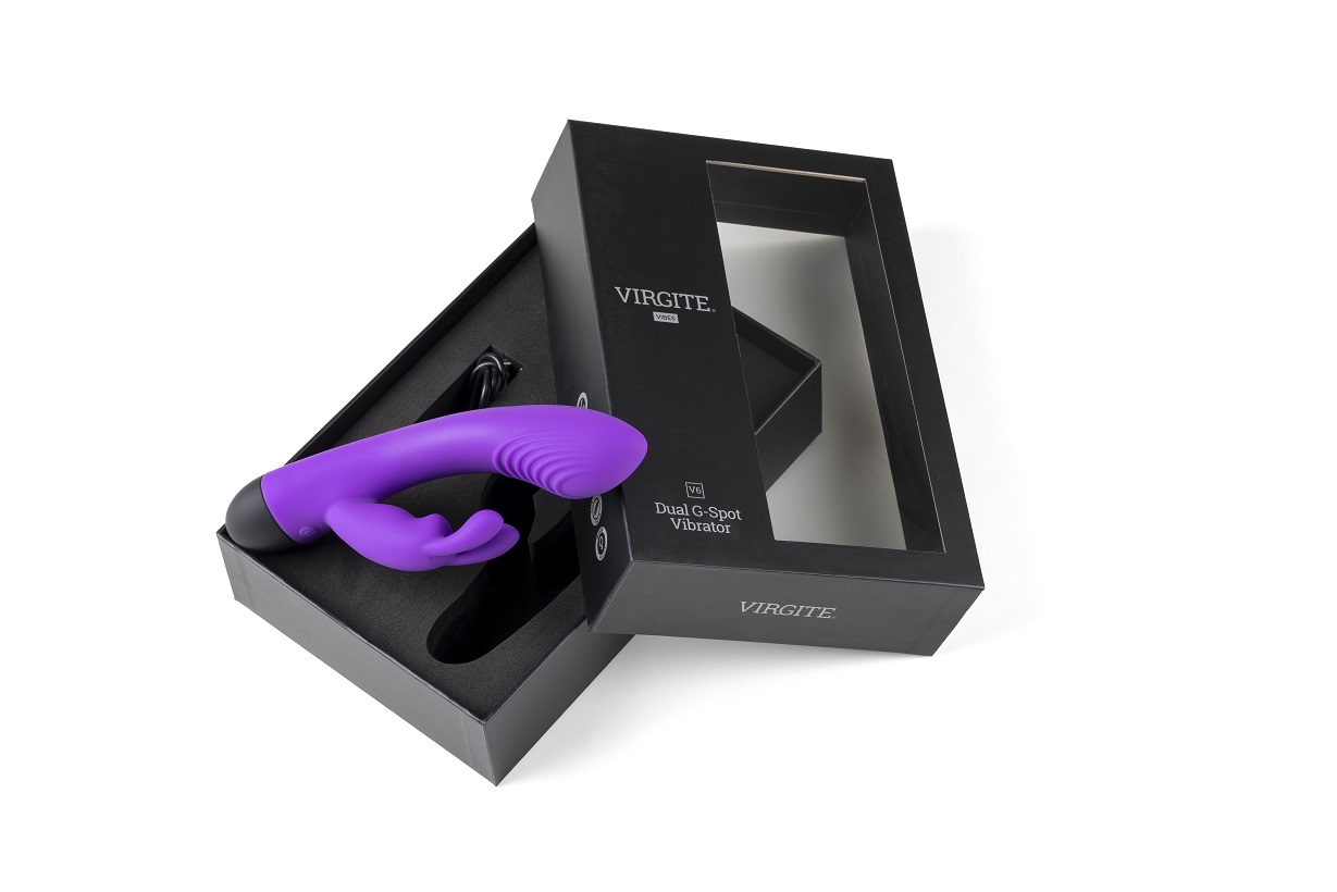 Vibrator Iepuras V6, 7 Moduri Vibratii, 4 Viteze, Silicon, USB, Mov, 19 cm, #5, Erotic24.ro