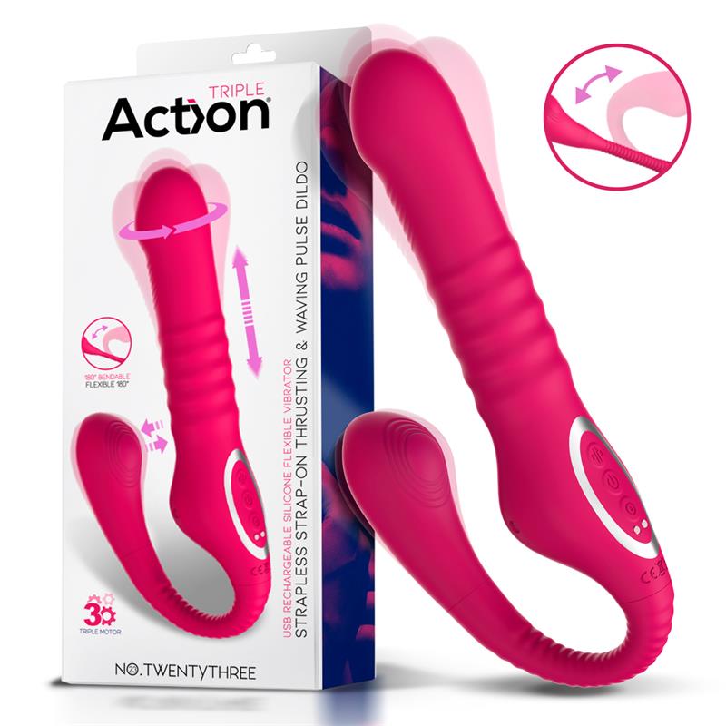 Vibrator No. 23 Strapless Strap-on Thrusting&Waving Pulse, Silicon, USB, Roz, Nr. 7, Erotic24.ro