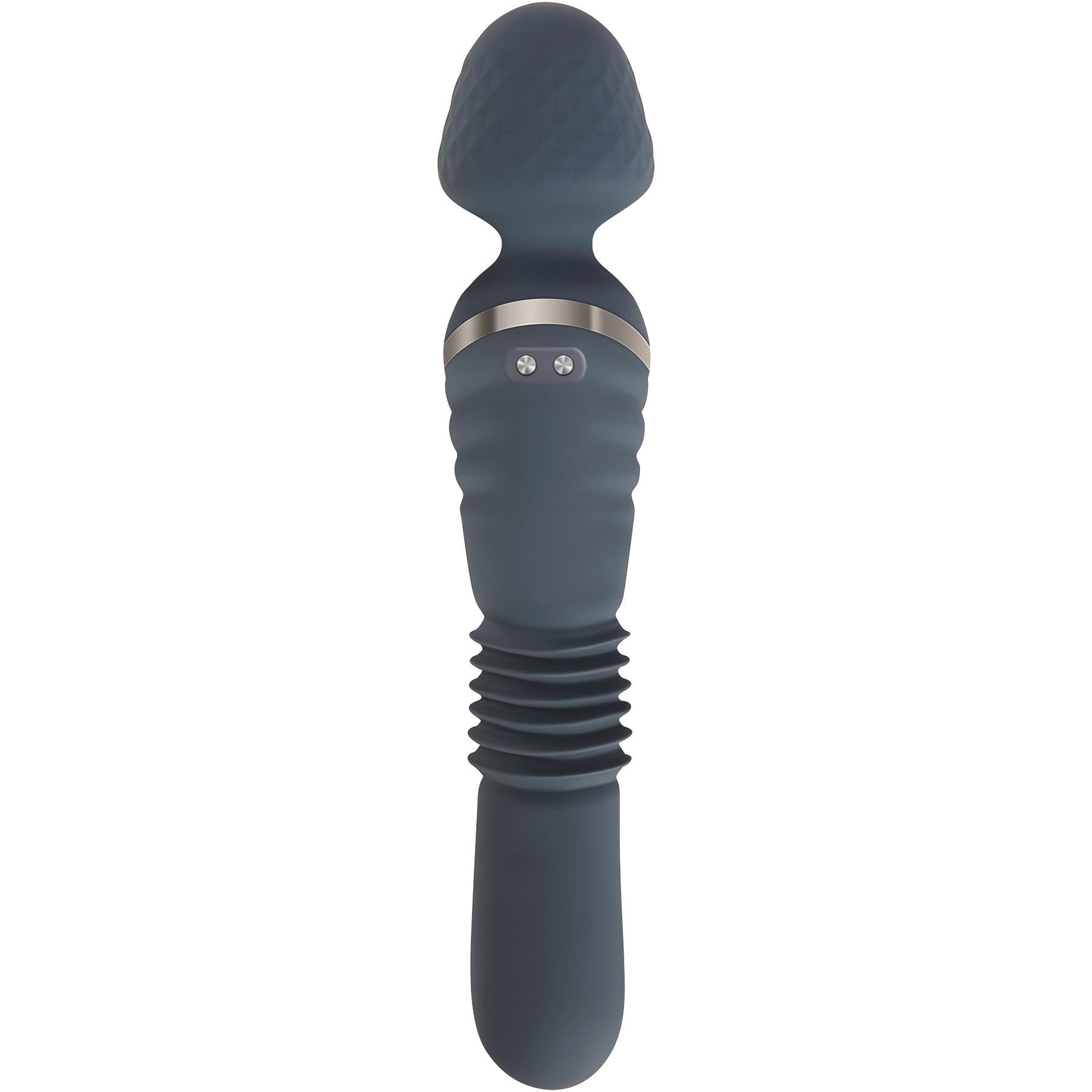 Vibrator Wand Dual End Thrusting 8 Moduri Vibratii&3 Viteze Sus-Jos Silicon USB Albastru, Nr. 3, Erotic24.ro