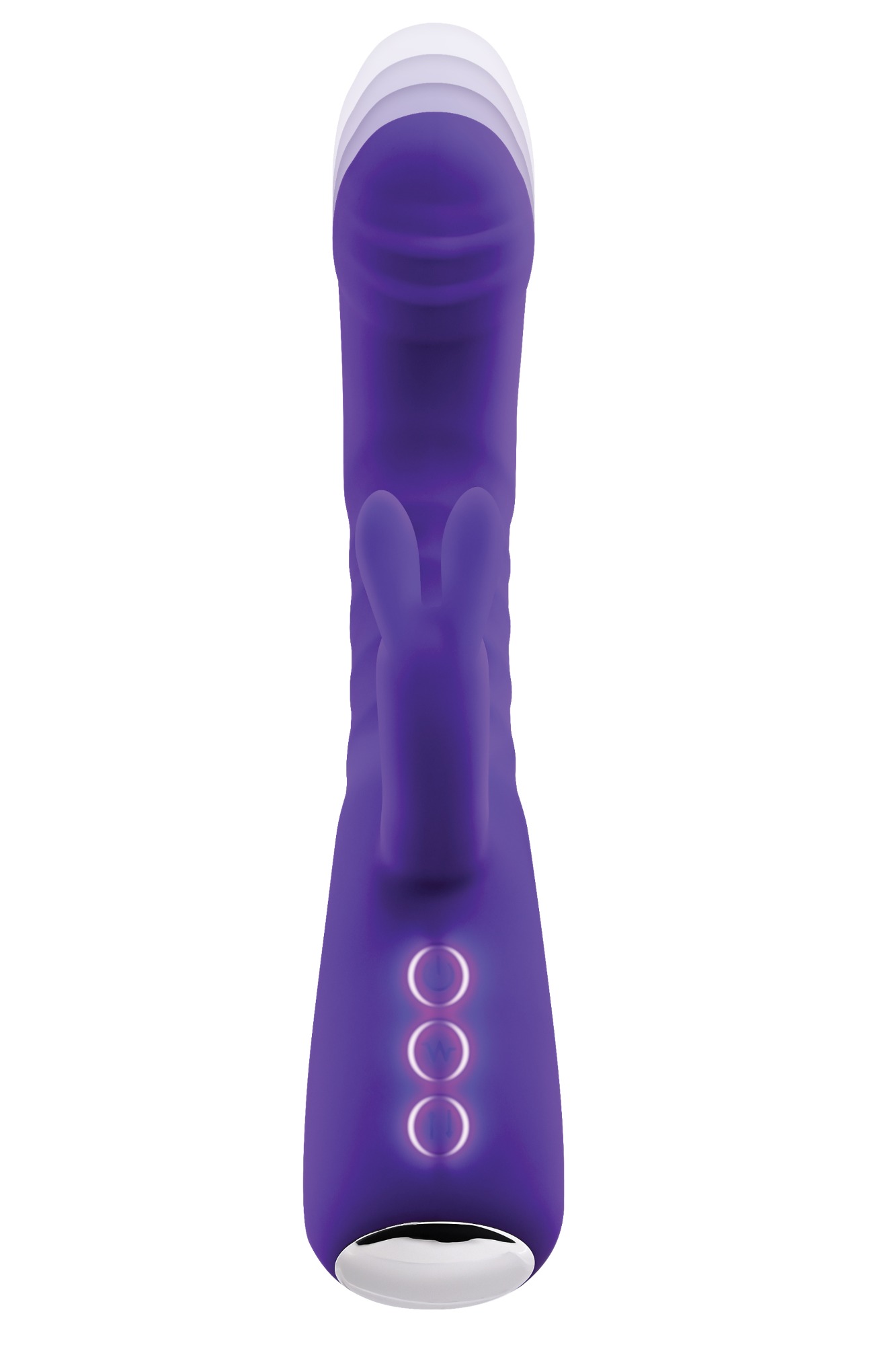 Vibrator Iepuras Vibrating & Thrusting & Warming, Silicon, USB, Mov, 21.8 cm, #4, Erotic24.ro