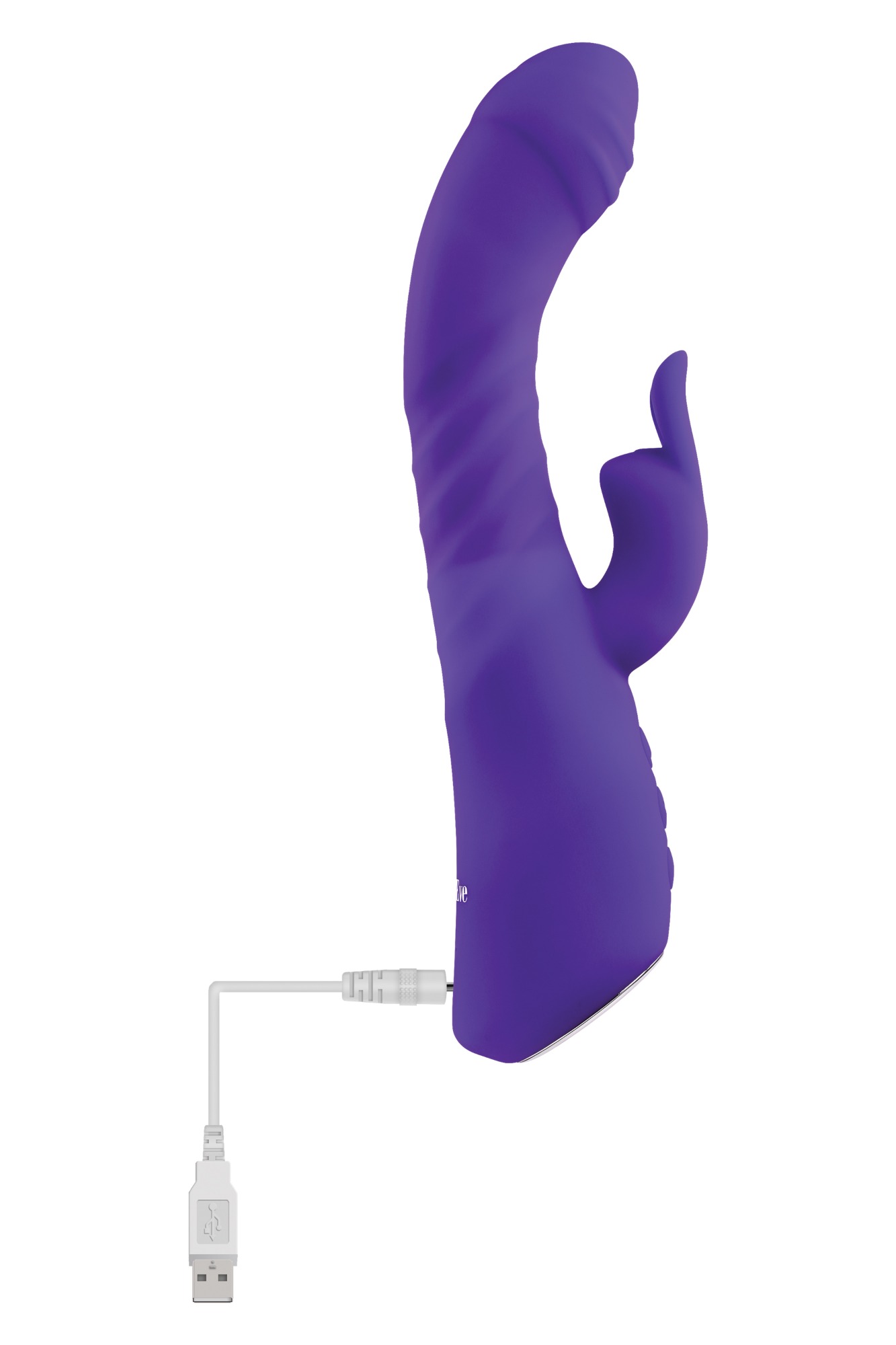 Vibrator Iepuras Vibrating & Thrusting & Warming, Silicon, USB, Mov, 21.8 cm, #7, Erotic24.ro