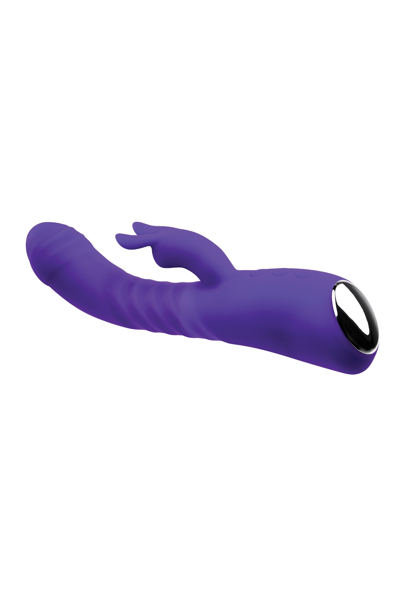 Vibrator Iepuras Vibrating & Thrusting & Warming, Silicon, USB, Mov, 21.8 cm, #6, Erotic24.ro