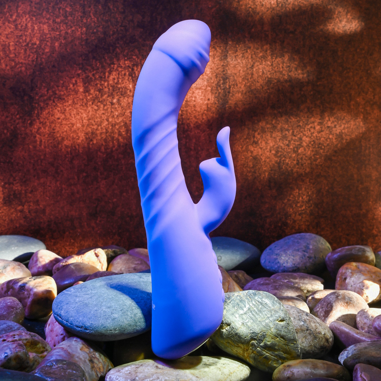 Vibrator Iepuras Vibrating & Thrusting & Warming, Silicon, USB, Mov, 21.8 cm, #11, Erotic24.ro