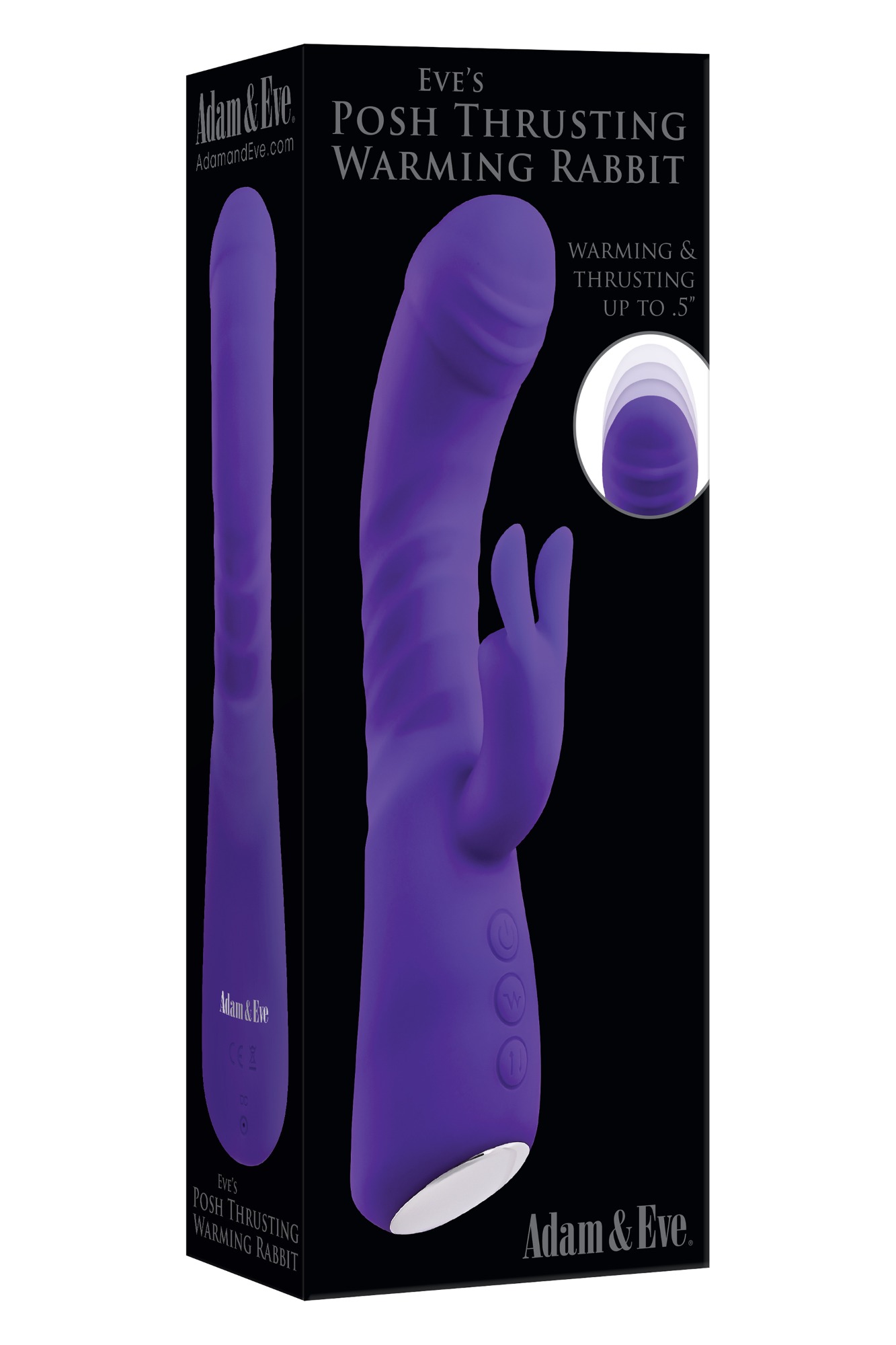 Vibrator Iepuras Vibrating & Thrusting & Warming, Silicon, USB, Mov, 21.8 cm, #13, Erotic24.ro