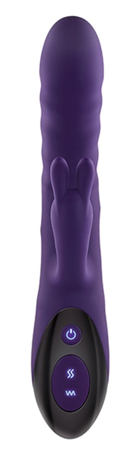 Vibrator Rascally Rabbit Thrusting&Rotating&Rotating Beads, Silicon, USB, Mov, 22.8 cm, #2, Erotic24.ro