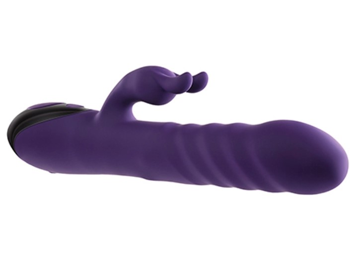 Vibrator Rascally Rabbit Thrusting&Rotating&Rotating Beads, Silicon, USB, Mov, 22.8 cm, #3, Erotic24.ro