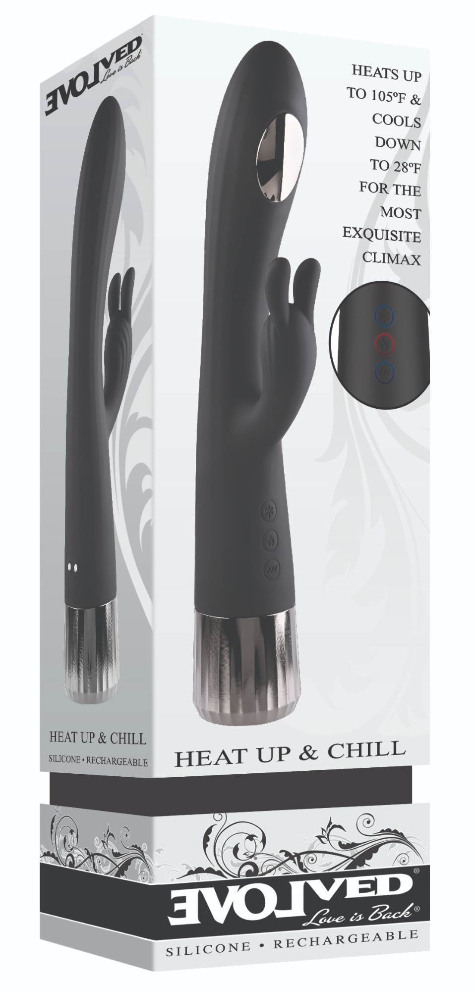Vibrator Rabbit Heat Up&Chill, Silicon, USB, Negru, 24.1 cm, #3, Erotic24.ro