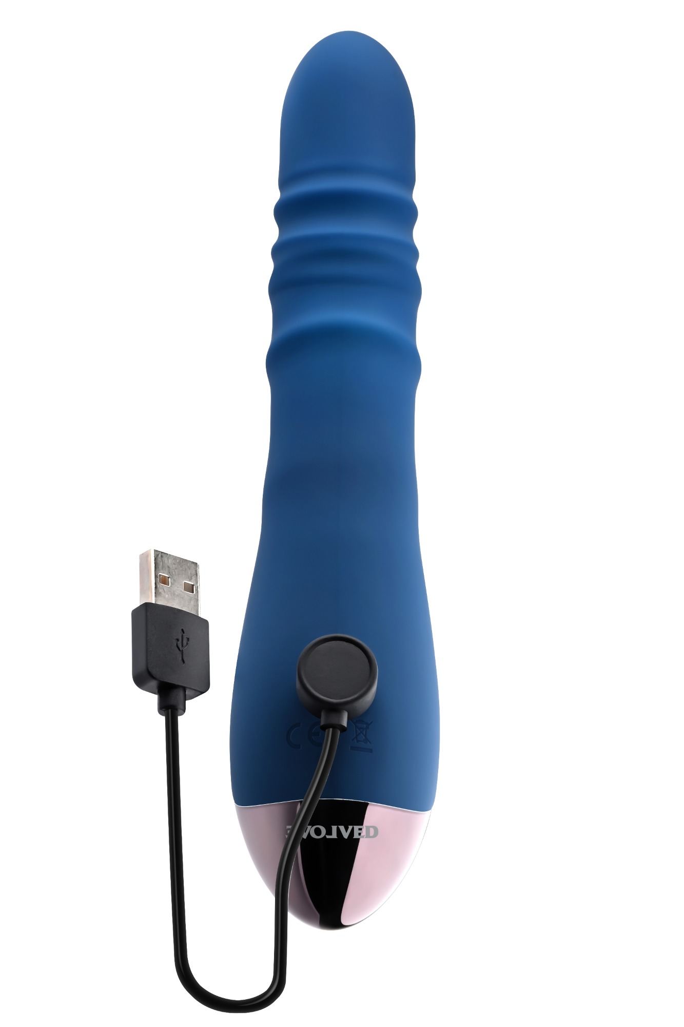 Vibrator Iepuras The Ringer 10 Moduri Stimulatoare, Thrusting, Silicon, USB, Albastru, 23.8 cm, #8, Erotic24.ro
