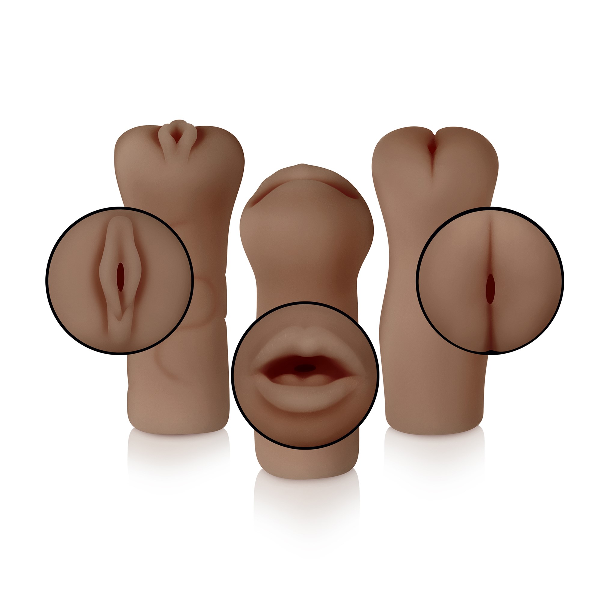 Set 3 Masturbatoare Selopa Party Pack, TPE, Maro, #3, Erotic24.ro