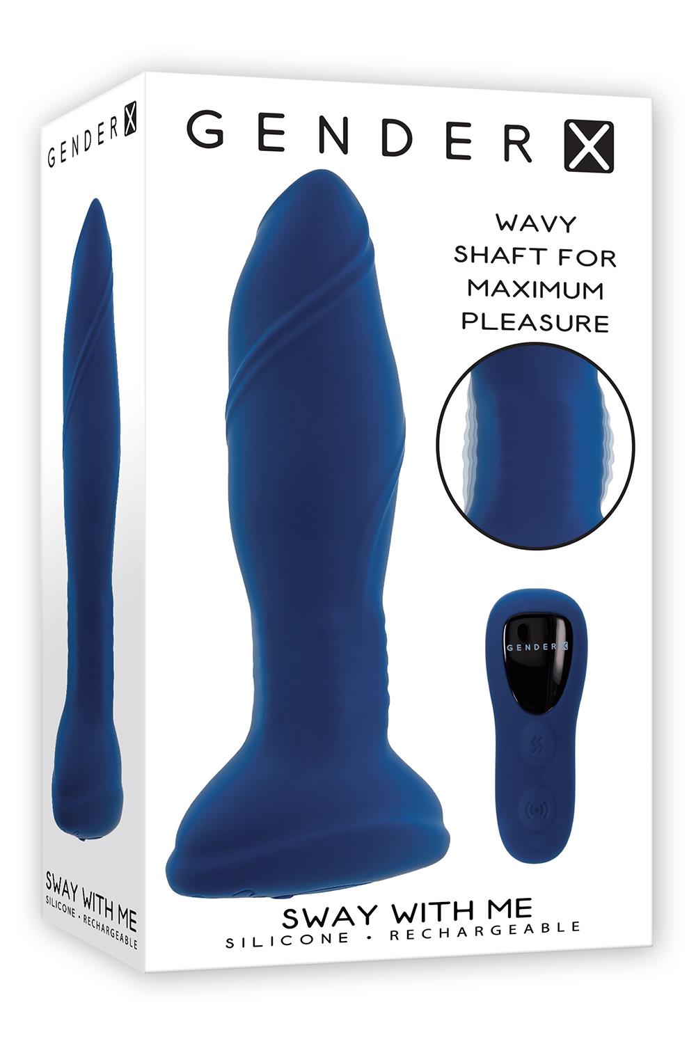 Vibrator Anal Sway With Me, Remote Control, Silicon, USB, Albastru, 14.6 cm, #10, Erotic24.ro