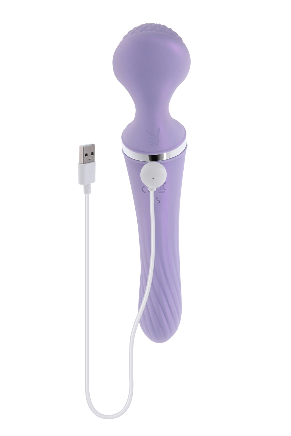 Vibrator Playboy Dual Wand Vibrato Playboy, Silicon, USB, Lila, 24 cm, #8, Erotic24.ro