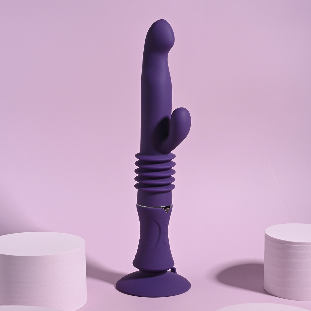 Vibrator Playboy Rabbit Thrusting Hoppy Ending, Silicone, USB, Mov, 28.3 cm, #13, Erotic24.ro