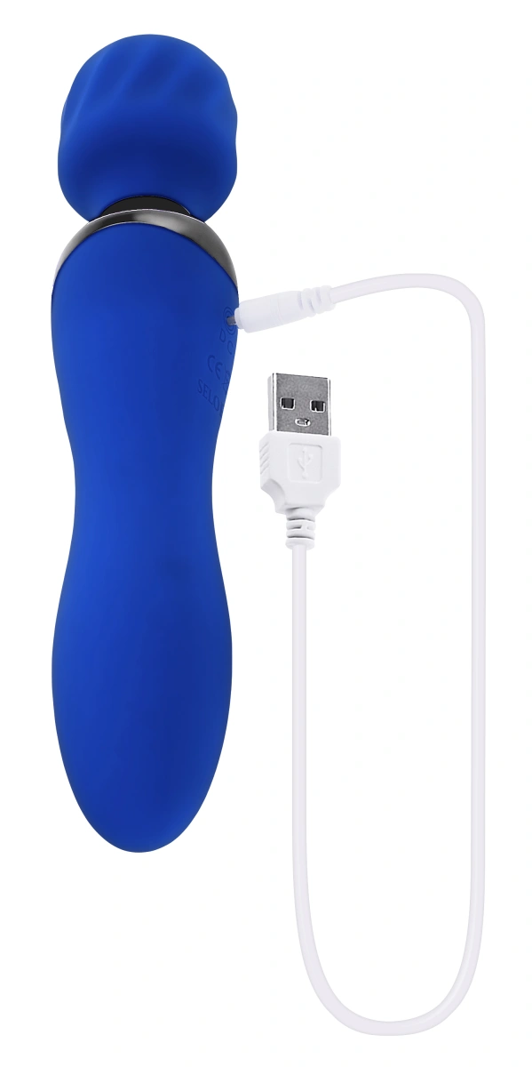 Vibrator Wand Blue Belle, 7 Moduri Vibratii, Silicon, USB, Albastru, 19.9 cm, Nr. 7, Erotic24.ro