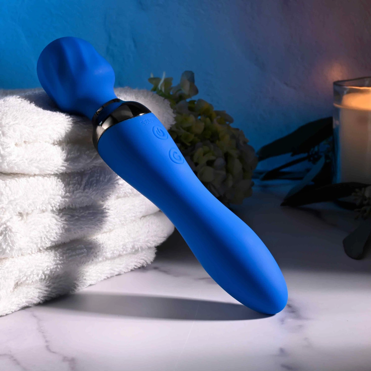Vibrator Wand Blue Belle, 7 Moduri Vibratii, Silicon, USB, Albastru, 19.9 cm, Nr. 9, Erotic24.ro