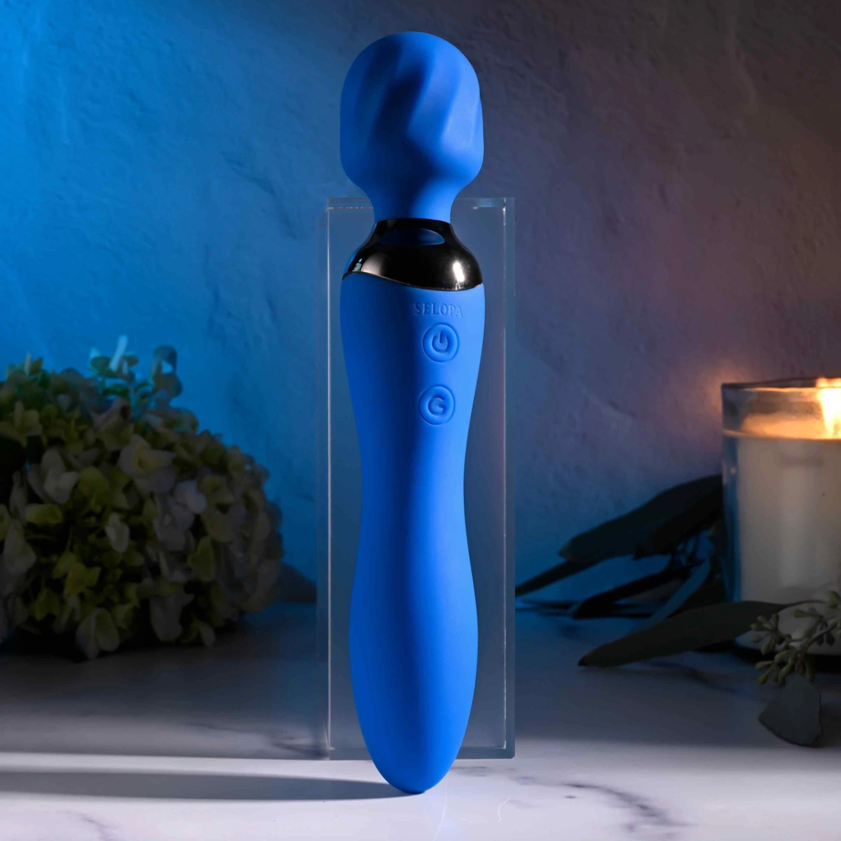 Vibrator Wand Blue Belle, 7 Moduri Vibratii, Silicon, USB, Albastru, 19.9 cm, Nr. 11, Erotic24.ro