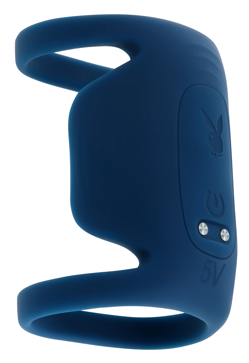 Vibrator Penis Playboy Jet Pack, 9 Moduri Vibratii, Silicon, USB Magnetic, Albastru Inchis, #7, Erotic24.ro