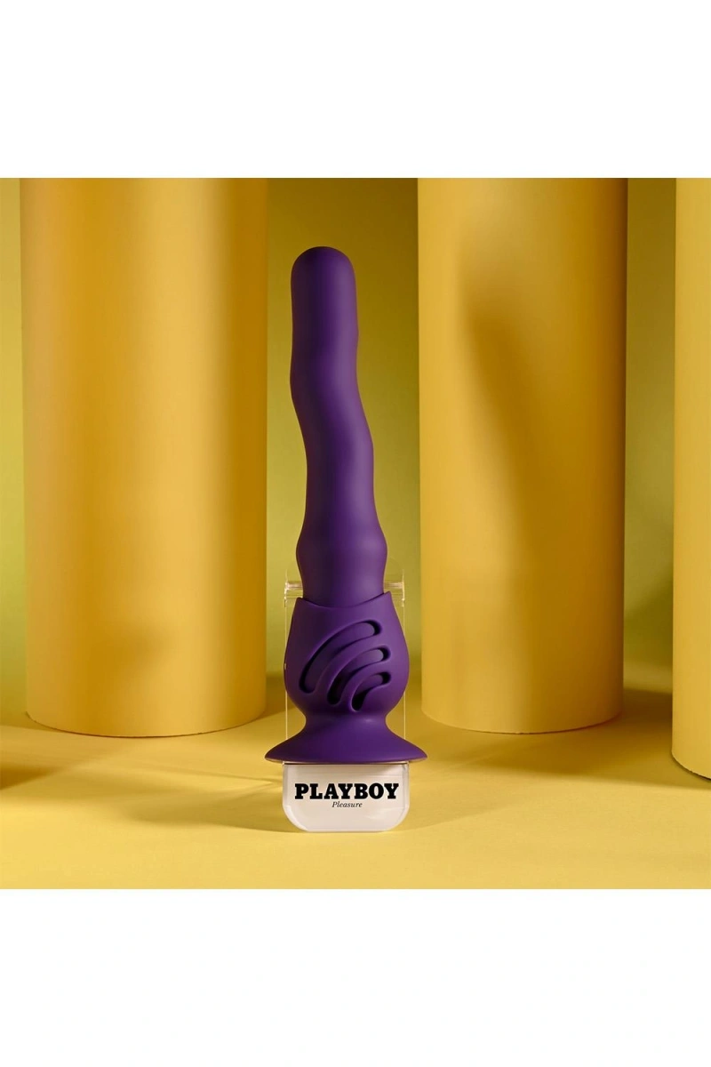 Vibrator Wiggle It cu Suport cu Ventuza, 7 Moduri Vibratii, 3 Moduri Unduire, Silicon, USB, Mov, 23.9 cm, #19, Erotic24.ro